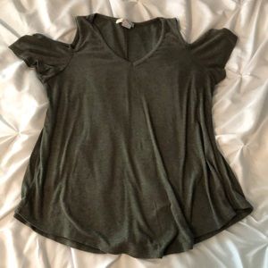 Olive Green Cold Shoulder Top